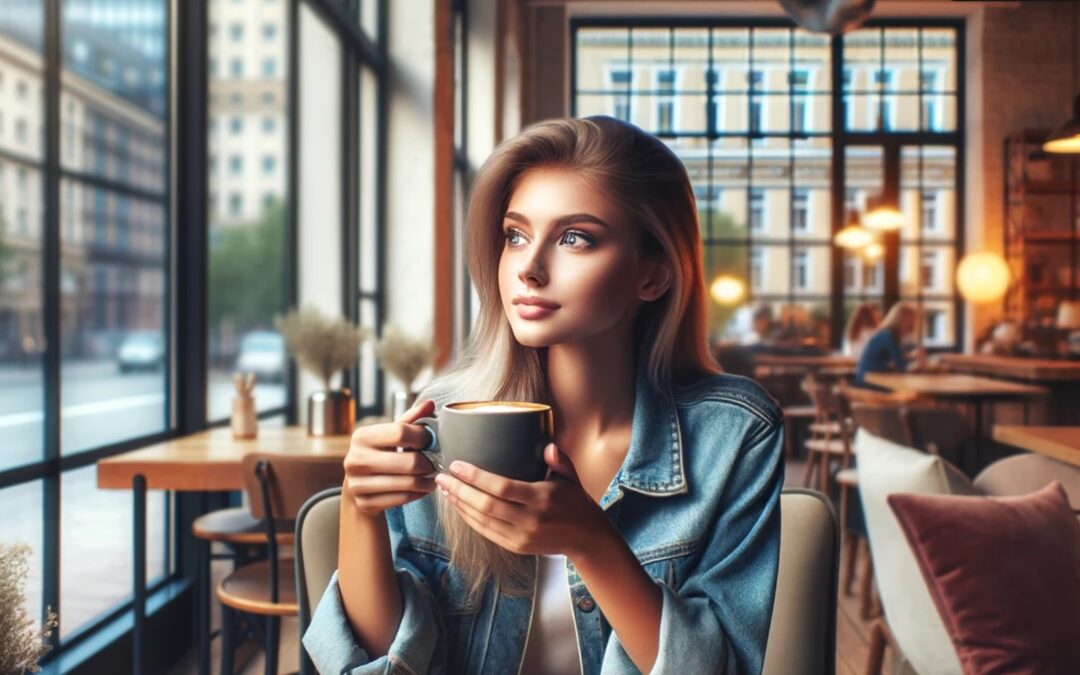 Jonge vrouw die koffie drinkt